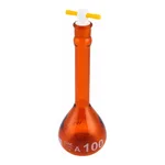 Supertek Volumetric Flask -ASTM Amber, Wide Mouth Heavy Duty,With PTFE Stopper Class A