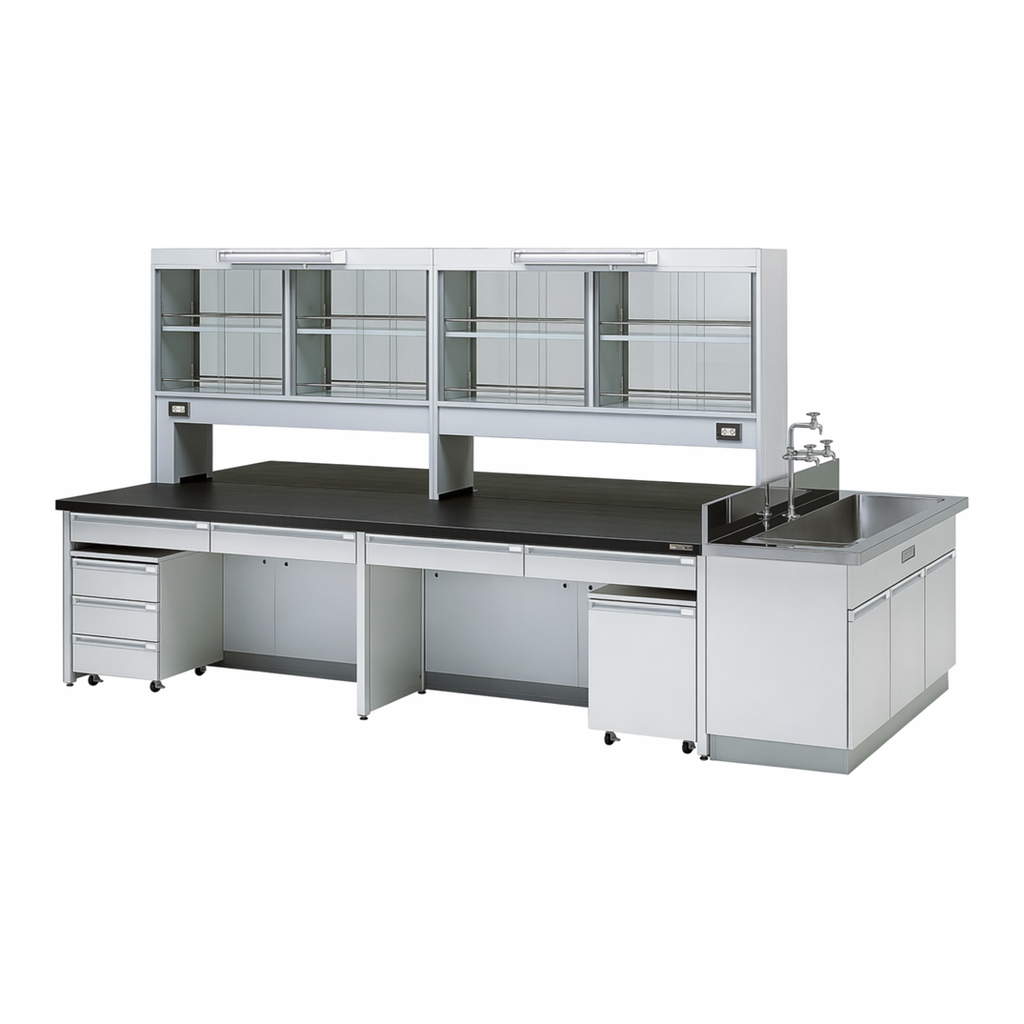 AS ONE Laboratory Table, 중앙실험대(서랍·서랍박스·측면 싱크대·시약선반 부속, 프레임 타입)