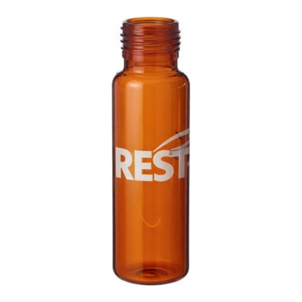 Restek Headspace Vials, 20mL (22x75) Screw Thread, Amber Glass, 100-pk Rounded Bottom