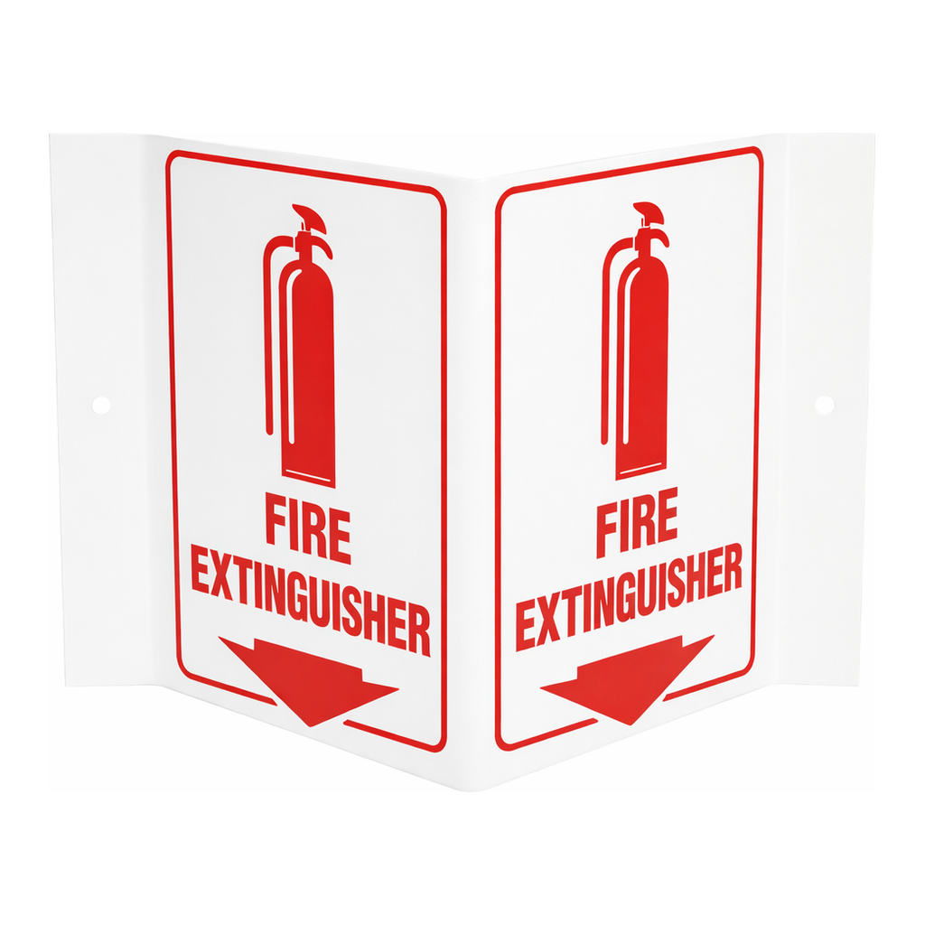 Brady Glow-In-The-Dark Fire Extinguisher "V" Sign - 6" x 9"