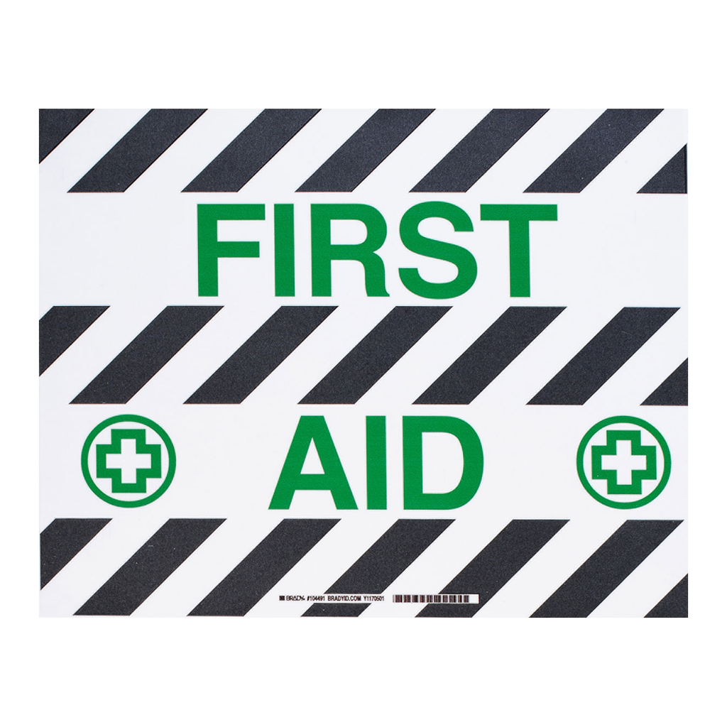 Brady FIRST AID ToughStripe Floor Sign