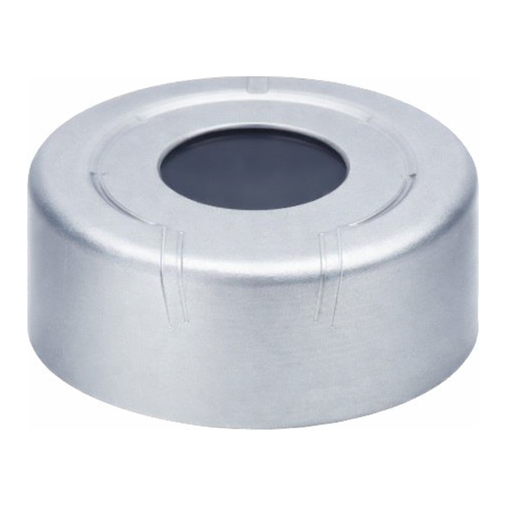 Restek Aluminum Seal w/Septa, 20mm Press Rel.Silvr w/PTFE Gray Butyl 1000Pack