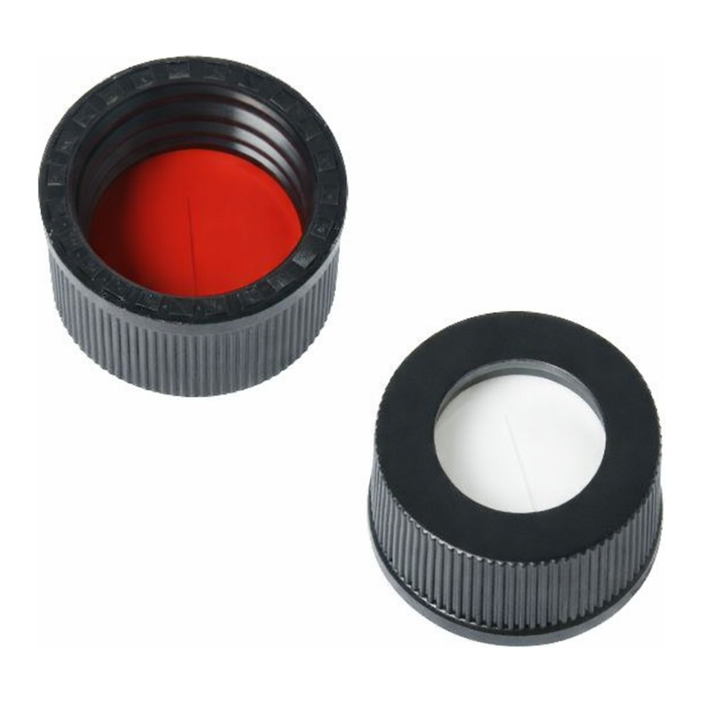 Restek Vial Cap & Septa, 10-425 Black Cap Red PTFE/Silicone Septa, 0.060in w/Slit 1000-pk