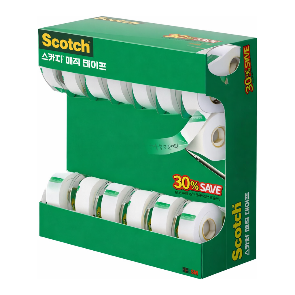 OFFICENEX 3M 스카치 매직테이프 디스펜서 122A-12 세이빙팩30%(18mmX16m 12개입)