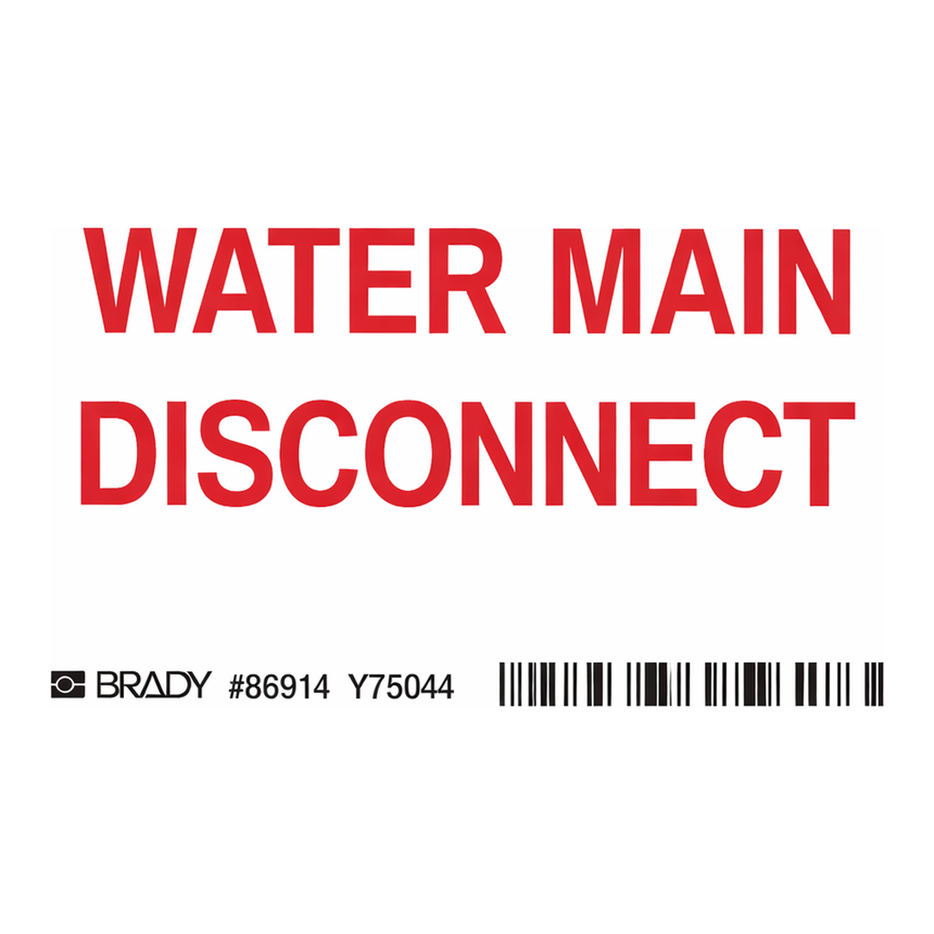 Brady Water Main Disconnect Labels