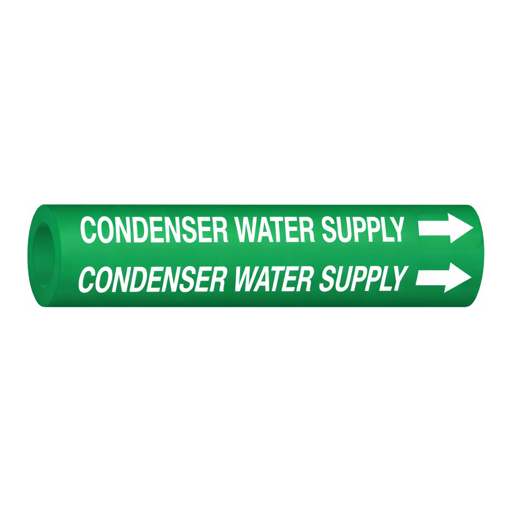 Brady CONDENSER WATER SUPPLY High Performance Pipe Marker - 0.375" - 0.5", White on Green