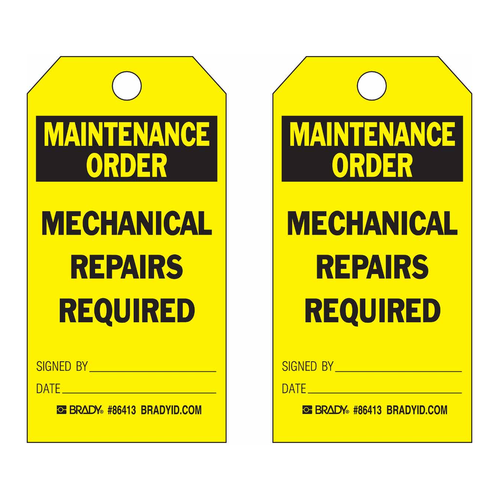 Brady Accident Prevention Tags - MECHANICAL REPAIRS REQUIRED