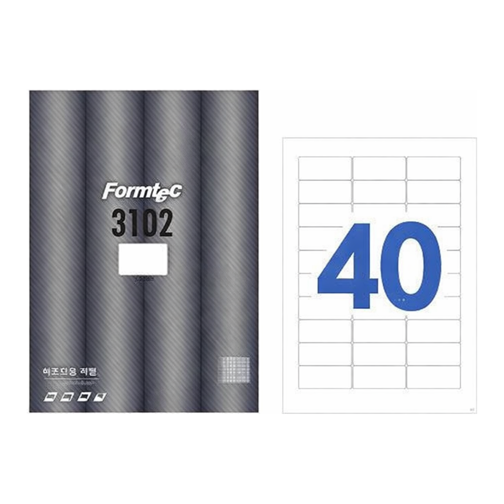 OFFICENEX 바코드용 라벨(40칸/100매/LS-3102/폼텍)친환경 인증 상품