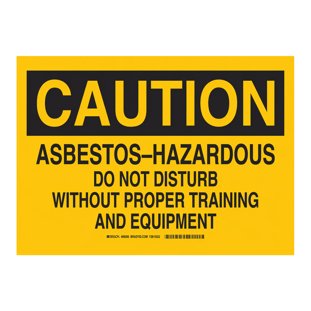 Brady CAUTION Abestos Hazardous Do Not Disturb Without Proper Training And Equipment Sign