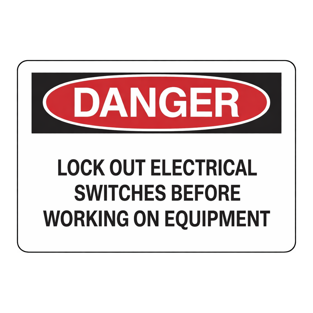 Brady DANGER Lock Out Electrical Switches Before Working On Equipment Sign