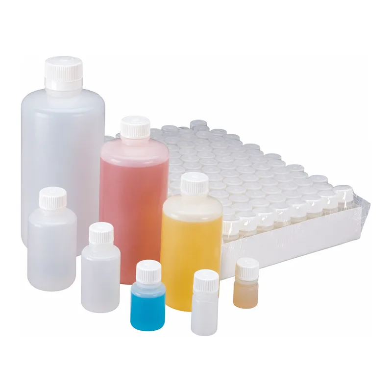 Nalgene Narrow-Mouth HDPE Packaging Bottle with Closure: 멸균된 압착 포장 트레이