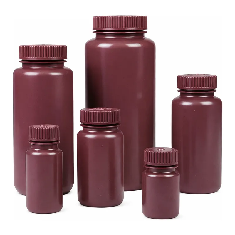 Nalgene Wide-Mouth Opaque Amber HDPE Packaging Bottles with Closure: Bulk Pack