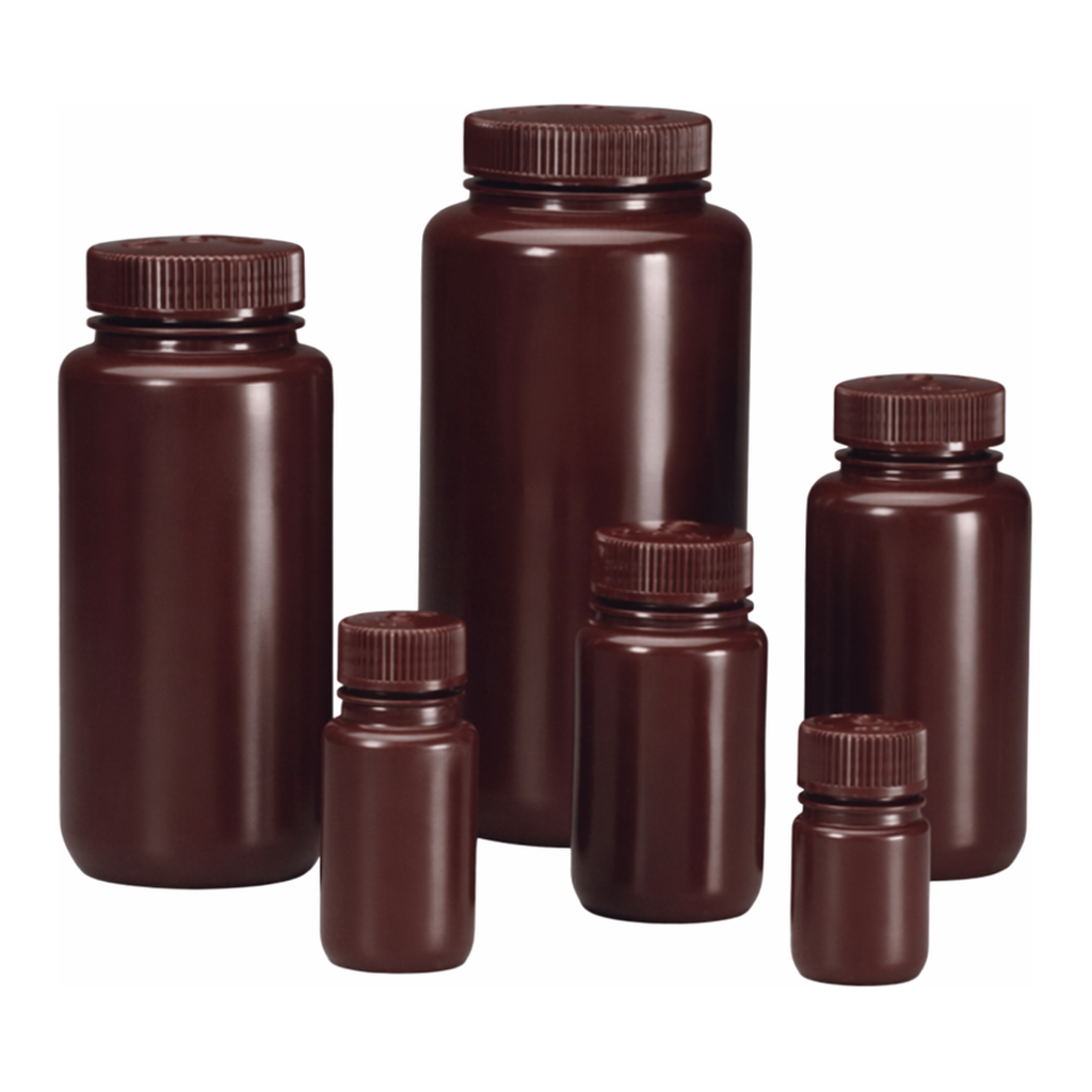 Nalgene Wide-Mouth Opaque Amber HDPE Bottles with Closure: Bulk Pack