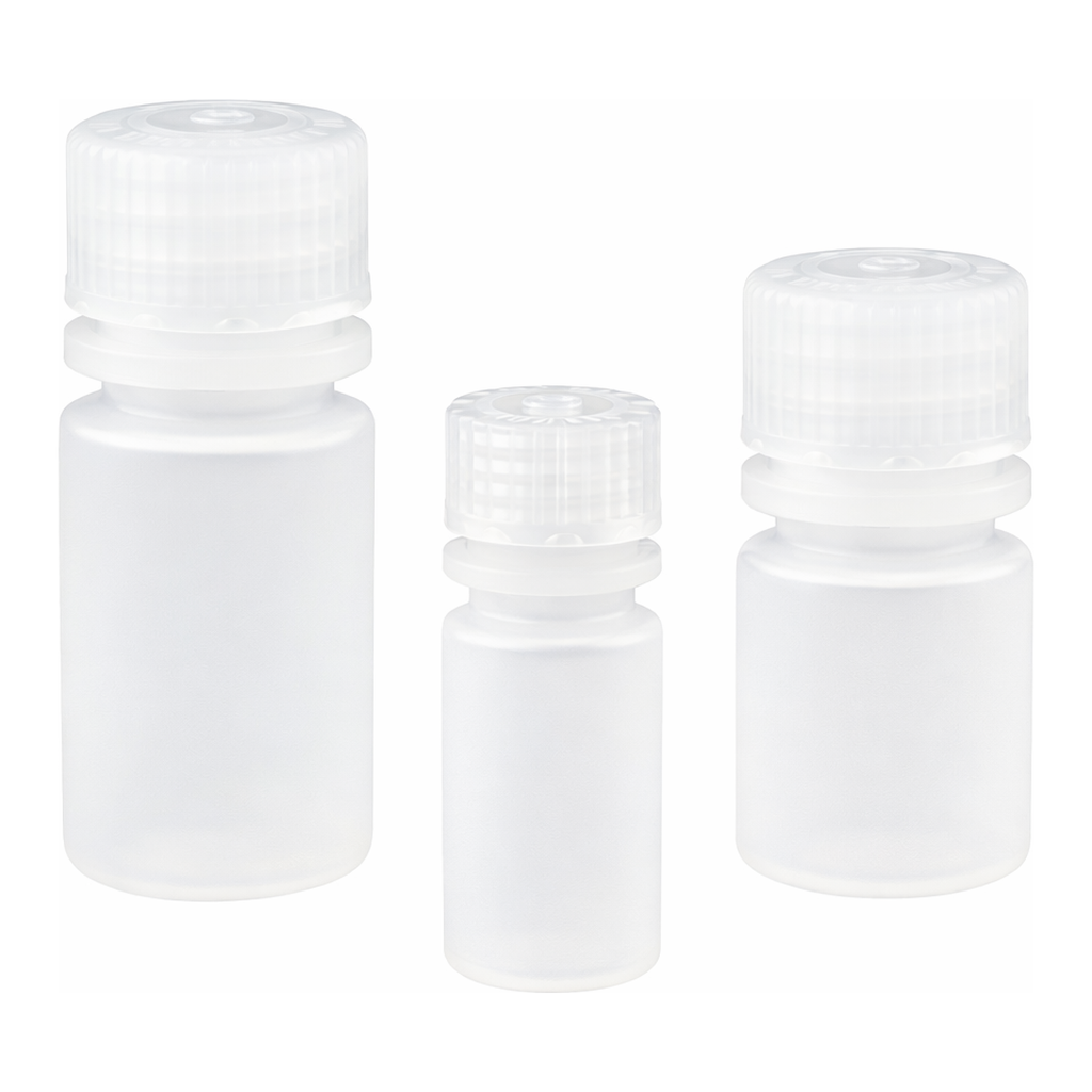 Nalgene HDPE Diagnostic Bottles with Closure: Sterile, Tray-Packed