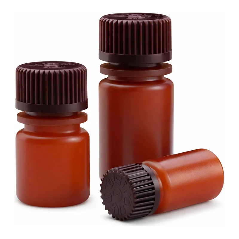 Nalgene Translucent Amber HDPE Diagnostic Bottles with Closure: Bulk Pack