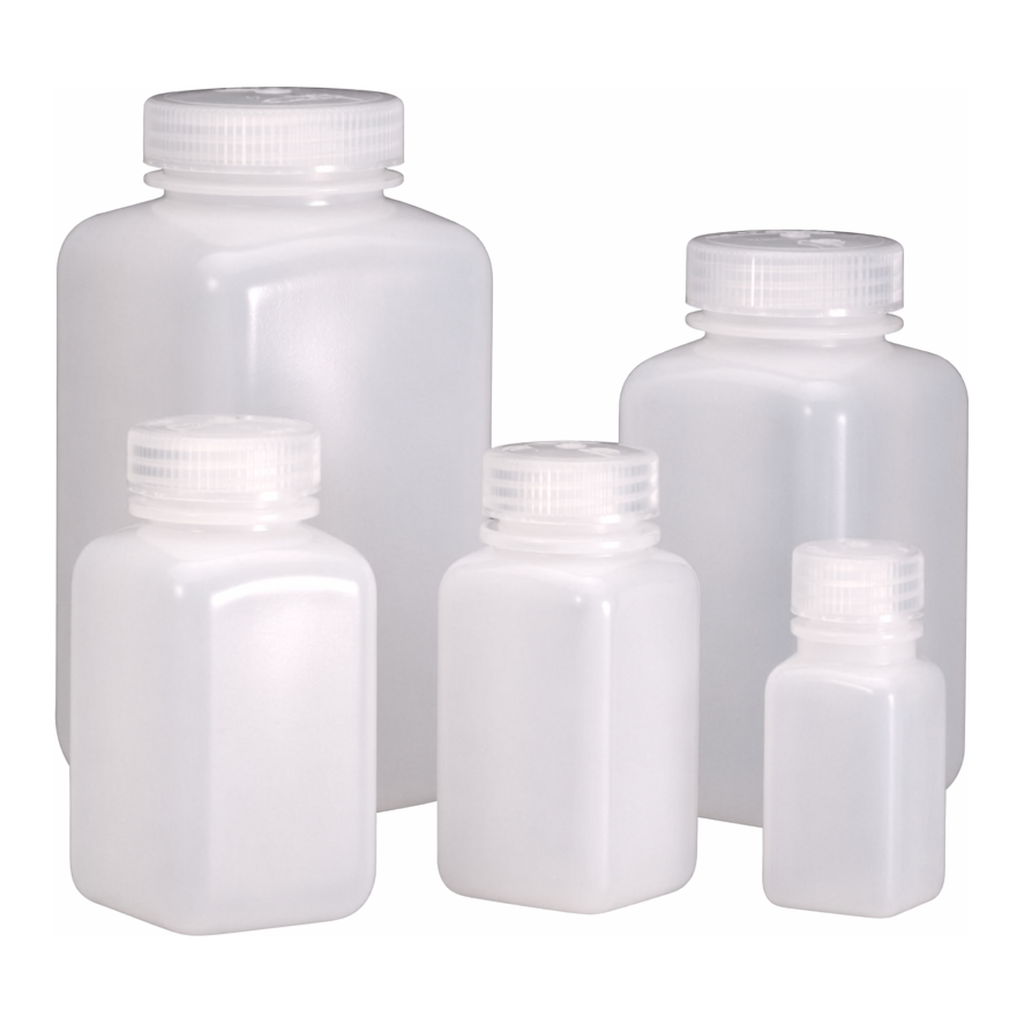 Nalgene Square Wide-Mouth HDPE Bottles with Closure