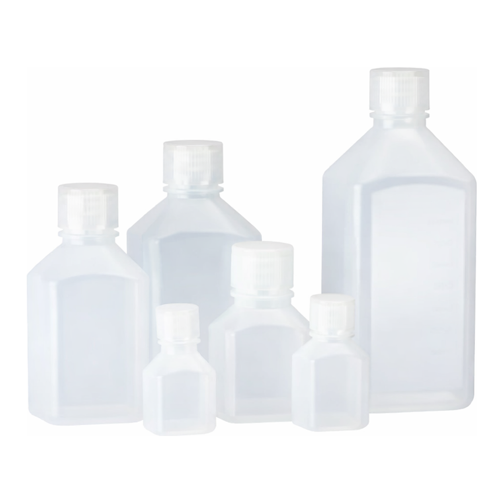 Nalgene Square Natural PPCO Graduated Bottles with Closure: Bulk Pack