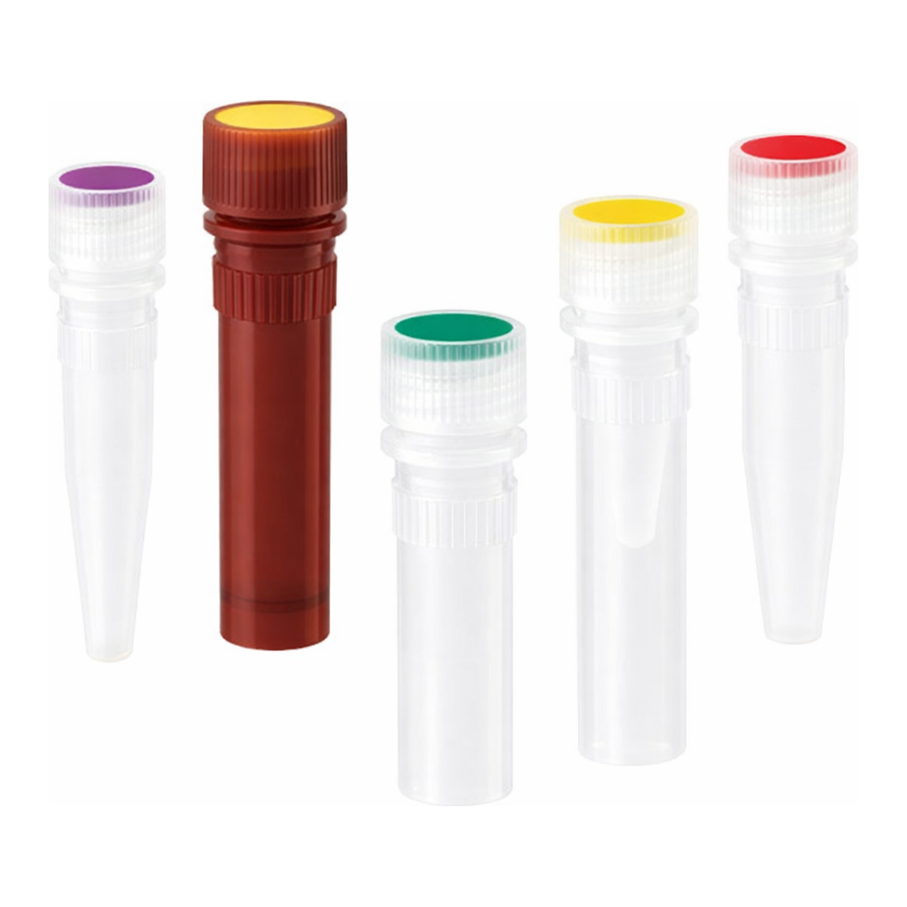 Nalgene PPCO High Profile Closures with Color Coders for Micro Packaging Vials: Sterile, Bulk Pack
