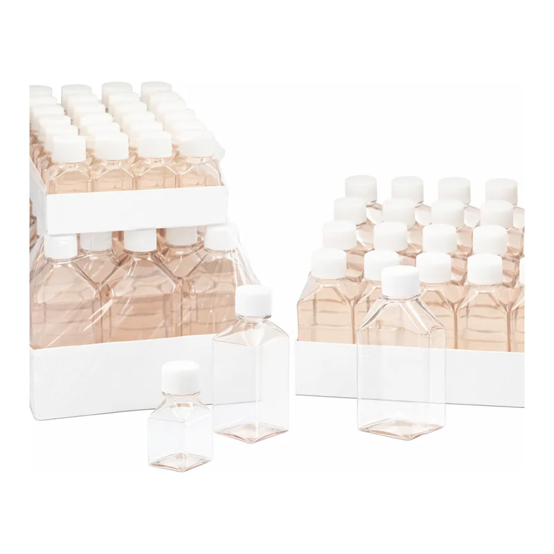 Nalgene Square PETG Media Bottles with Closure: 멸균된 압착 포장 트레이