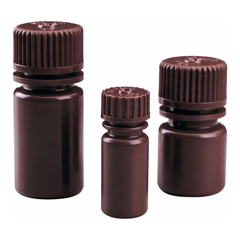 Nalgene Opaque Amber HDPE Diagnostic Bottles with Closure: Bulk Pack