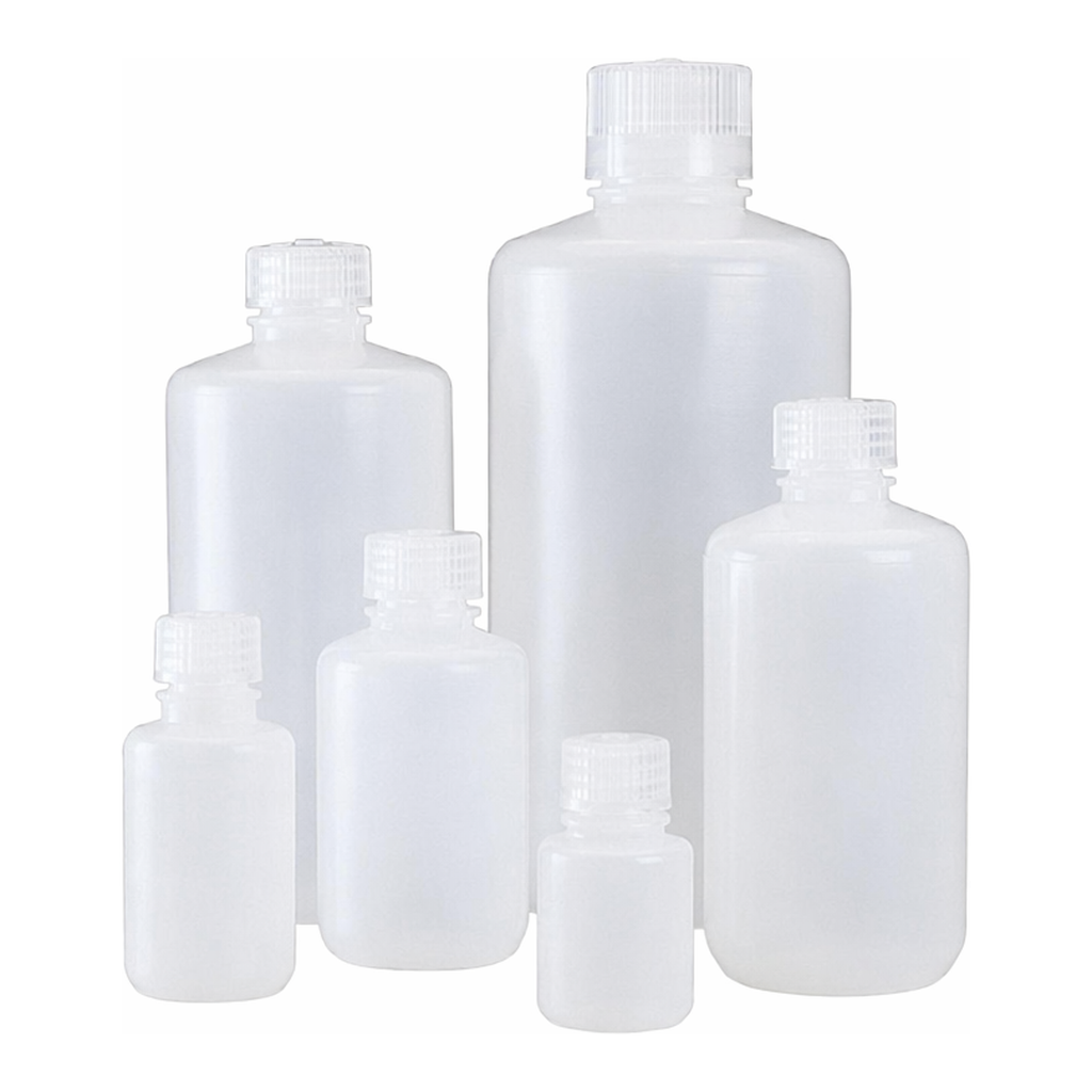 Nalgene Narrow-Mouth Natural HDPE Packaging Bottles with Closure: Bulk Pack