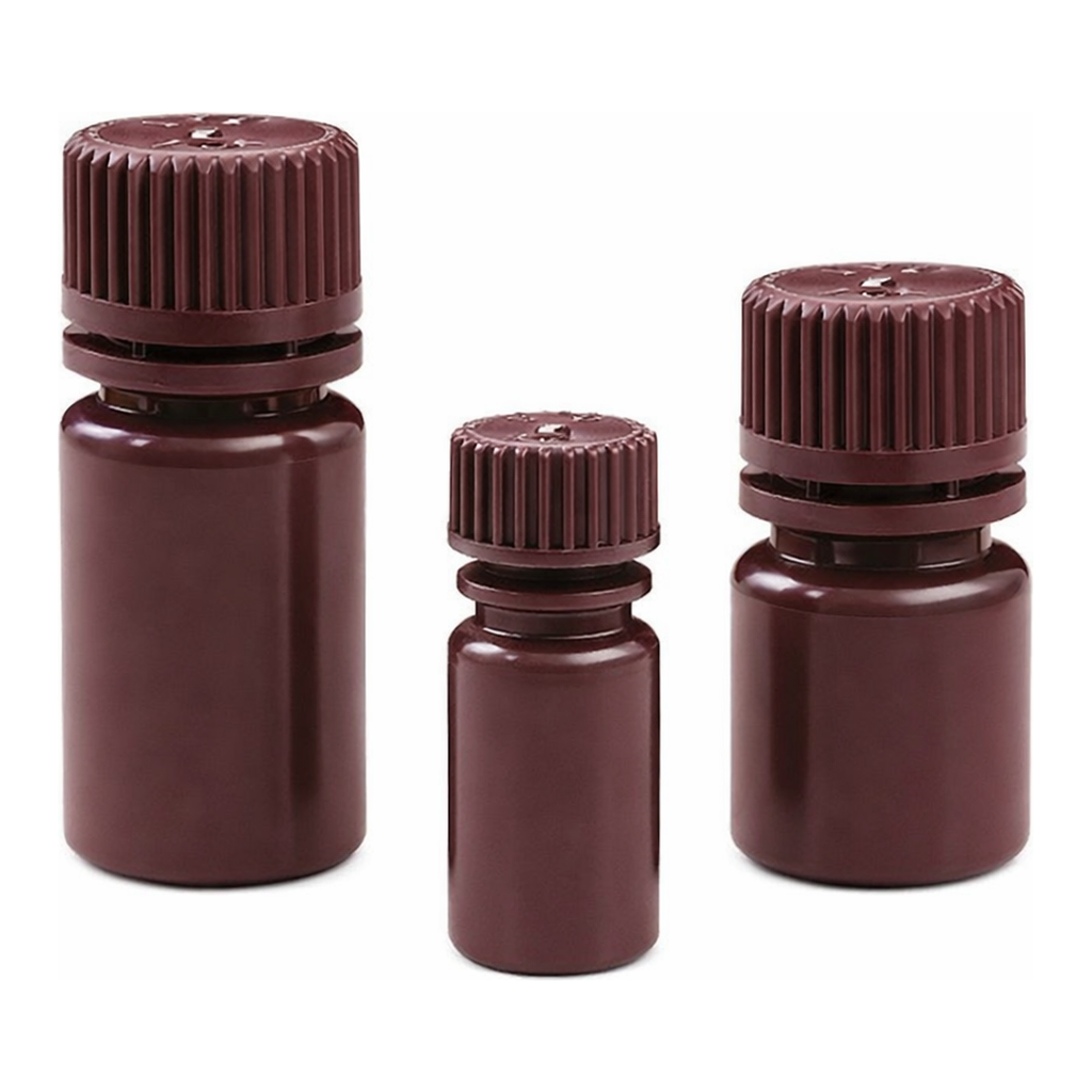Nalgene Opaque Amber HDPE Diagnostic Bottles with Closure: Nonsterile, in Tray Pack
