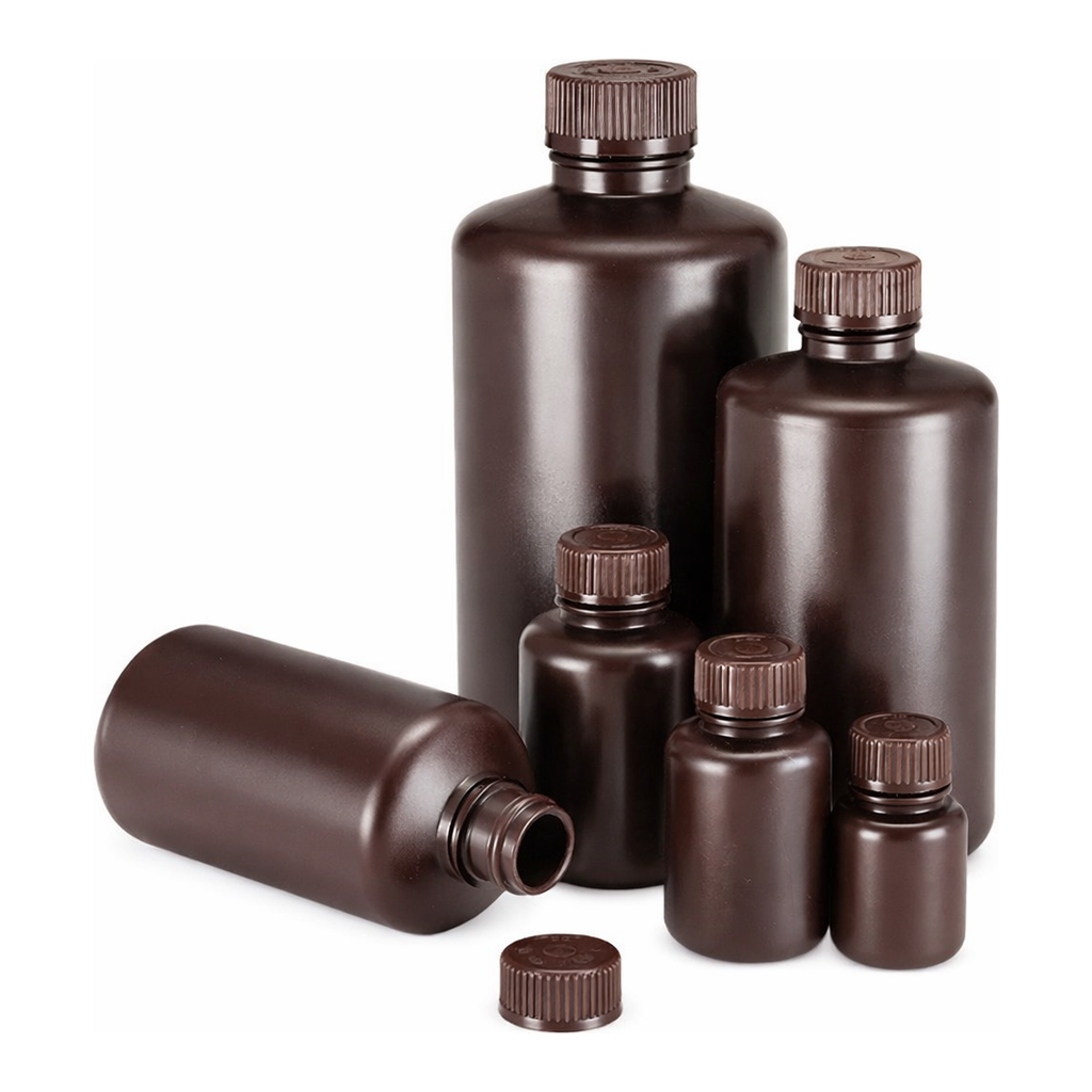 Nalgene Narrow-Mouth Amber HDPE Economy Bottles