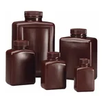 Nalgene Rectangular Opaque Amber HDPE Bottles with Closure: Bulk Pack