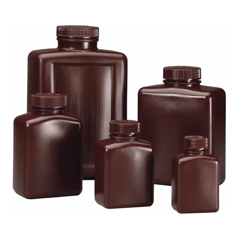 Nalgene Rectangular Opaque Amber HDPE Bottles with Closure: Bulk Pack