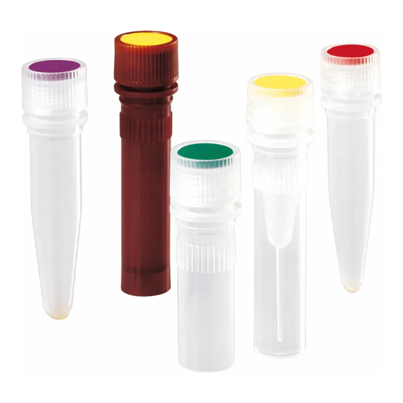 Nalgene PPCO Amber High Profile Closures with Color Coders for Micro Packaging Vials: Sterile, Bulk Pack