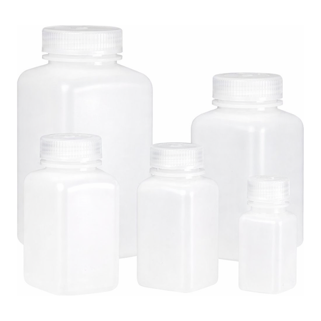 Nalgene Square Wide-Mouth HDPE Bottles with Closure: 대량 패키지