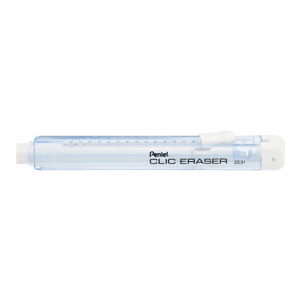 OFFICENEX NON-PVC 클릭 이레이져 클리어 스카이블루(노크식/11*16*116mm)