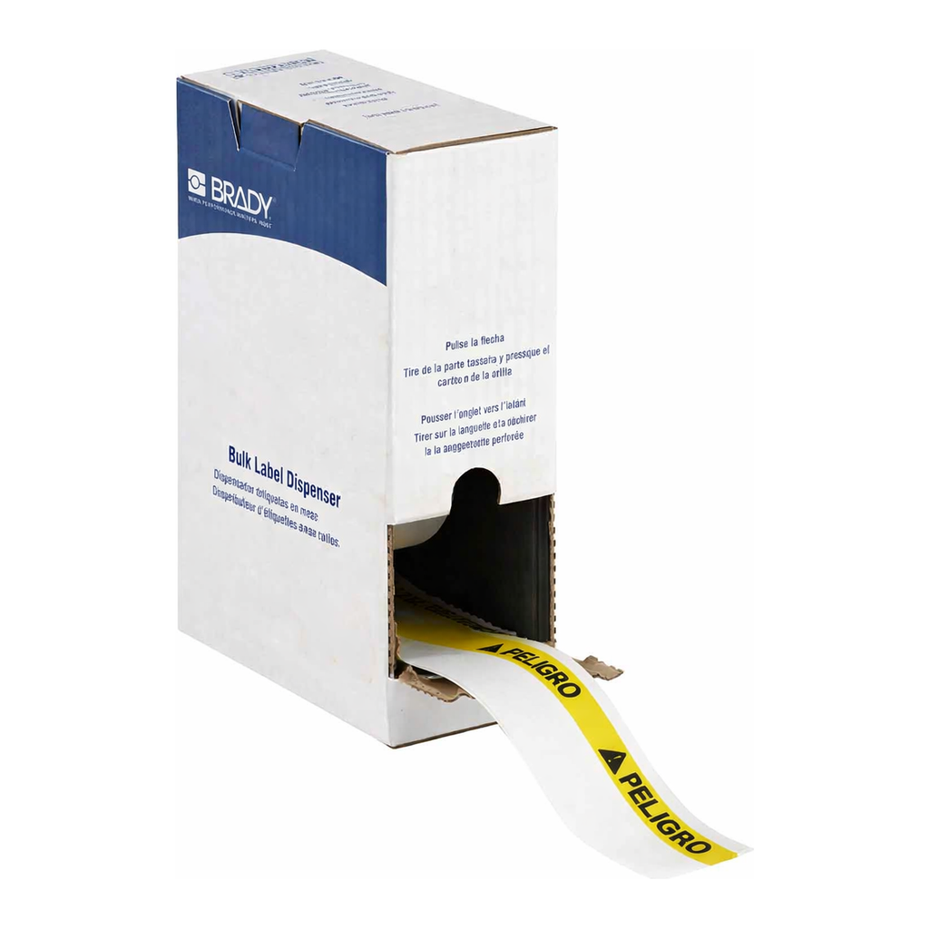 Brady All Weather Permanent Adhesive Vinyl Labels, ANSI PELIGRO Header, Bulk, for M7 Printers