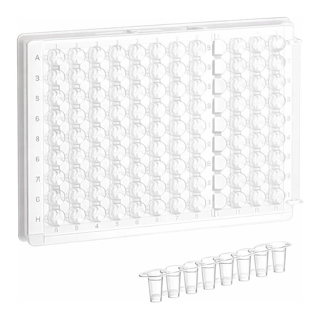 Greiner Bio One SINGLE-BREAK STRIP PLATE, 12XC8 WELL, PS,C-BOTTOM, CLEAR, MICROLON, HIGH BINDING, 10 PCS./BAG