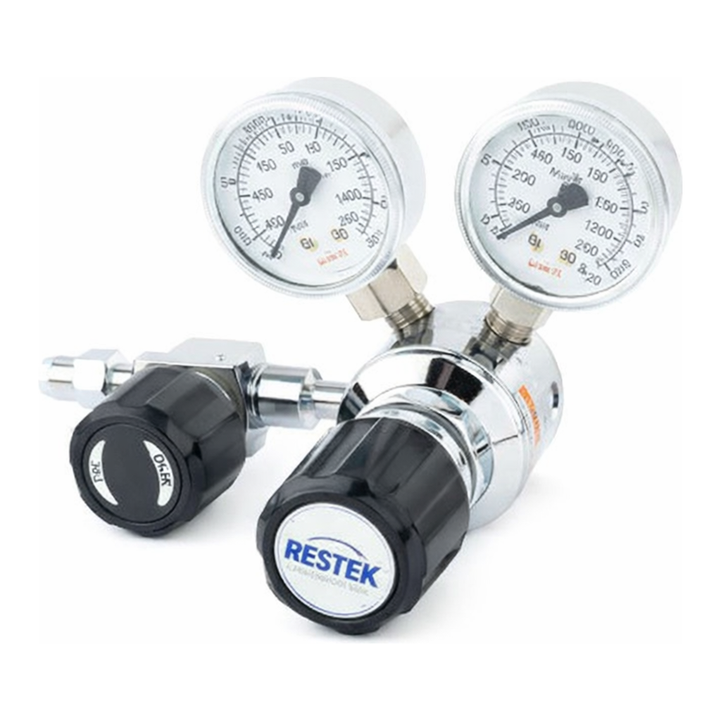 Restek Regulator, Brass, Dual Stage, Ultra High Purity Inert Gas, DIN 477 #9