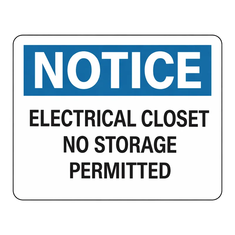 Brady NOTICE Electrical Closet No Storage Permitted Sign
