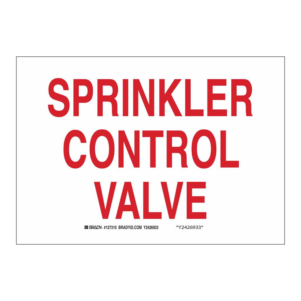 Brady Sprinkler Control Valve Sign