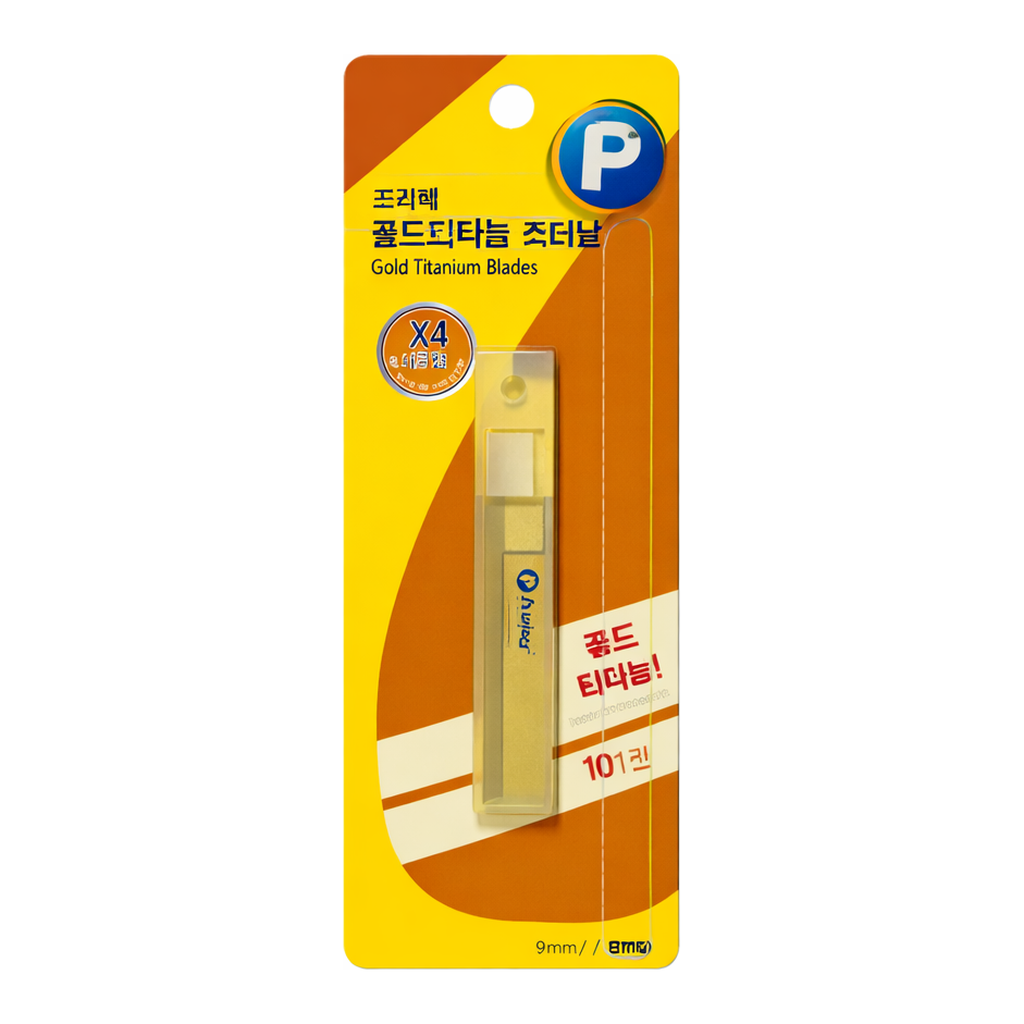 OFFICENEX 프린텍 골드 티타늄소형커터칼날 BT09(소형, 80x9mm, 10본입)