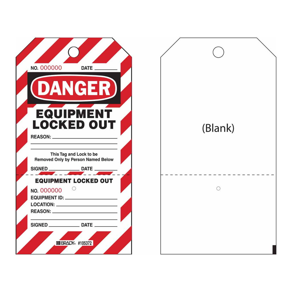 Brady Two-Part Perforated Tag - DANGER Equipment Locked Out
