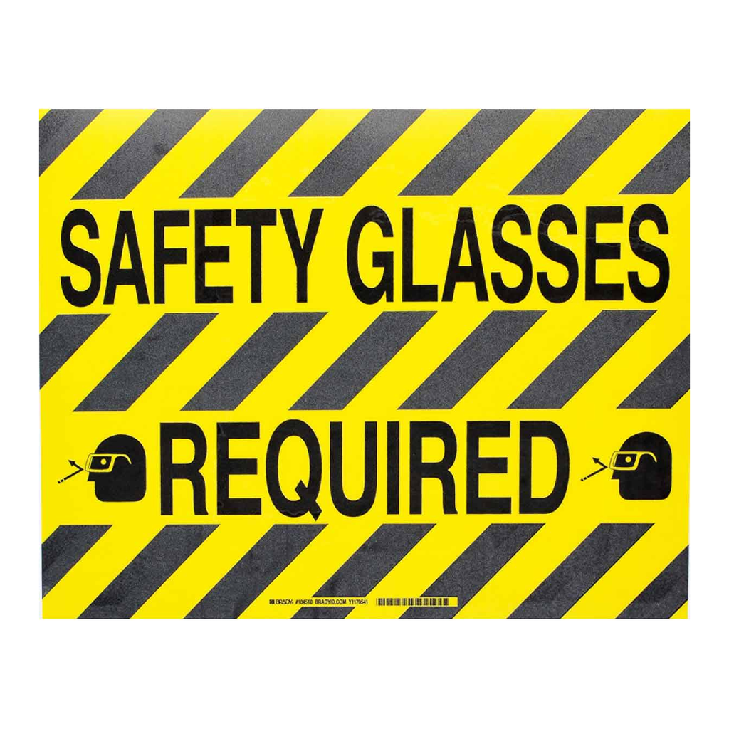 Brady SAFETY GLASSES REQUIRED ToughStripe Floor Sign