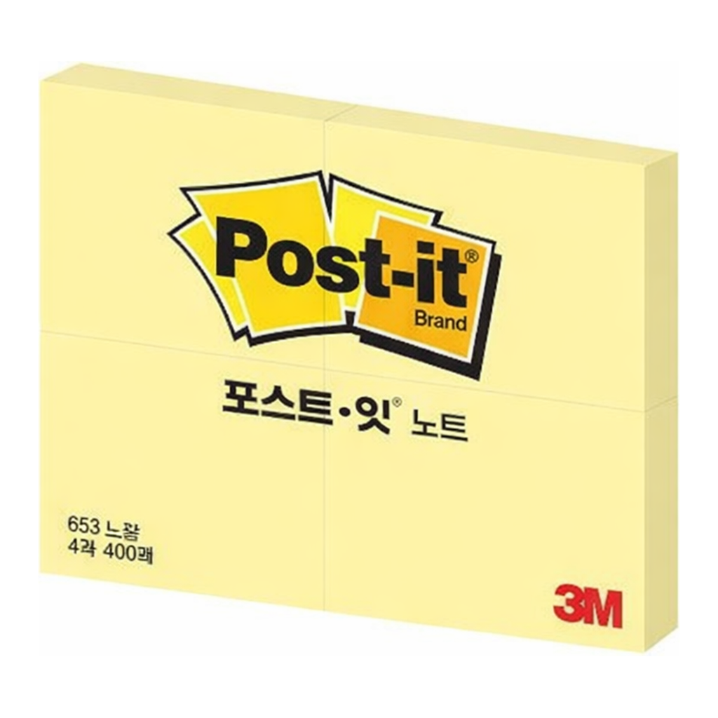 OFFICENEX 3M 포스트잇 653-4 Y 노랑 51x38mm