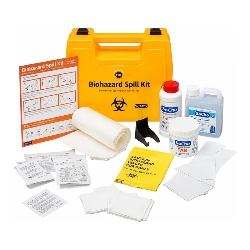 DAIHAN CHEMLAB GV Health® Biohazard Spill Kit Midi / 바이오해저드 스필 키트 미디 - MJZ018 | 영국(UK) | SoChlor TAB·NaDCC 소독 | 혈액·체액 유출 10회 대응 | 응급실·병원·실험실용 PPE 풀세트 포함