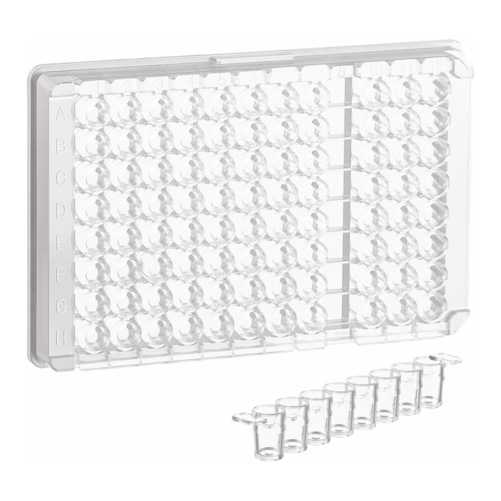 Greiner Bio One SINGLE-BREAK STRIP PLATE, 12XC8 WELL, PS,C-BOTTOM, CLEAR, MICROLON, MED. BINDING, 10 PCS./BAG