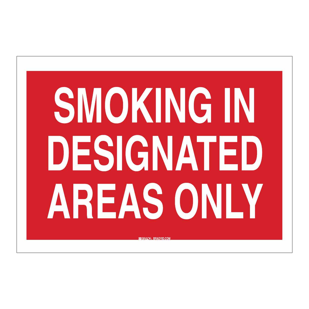 Brady Smoking In Designated Areas Only Sign