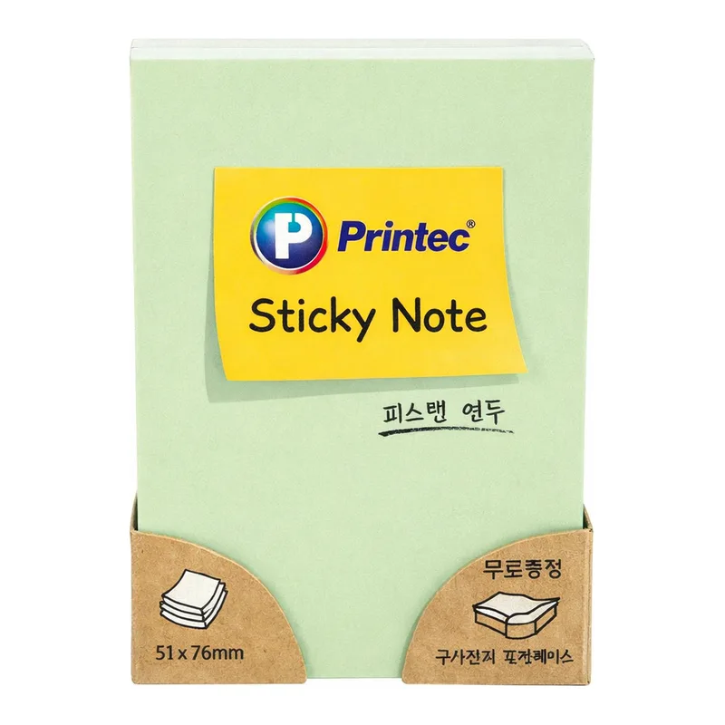 OFFICENEX 프린텍 5176G 스티키노트 파스텔연두 51*76 100매