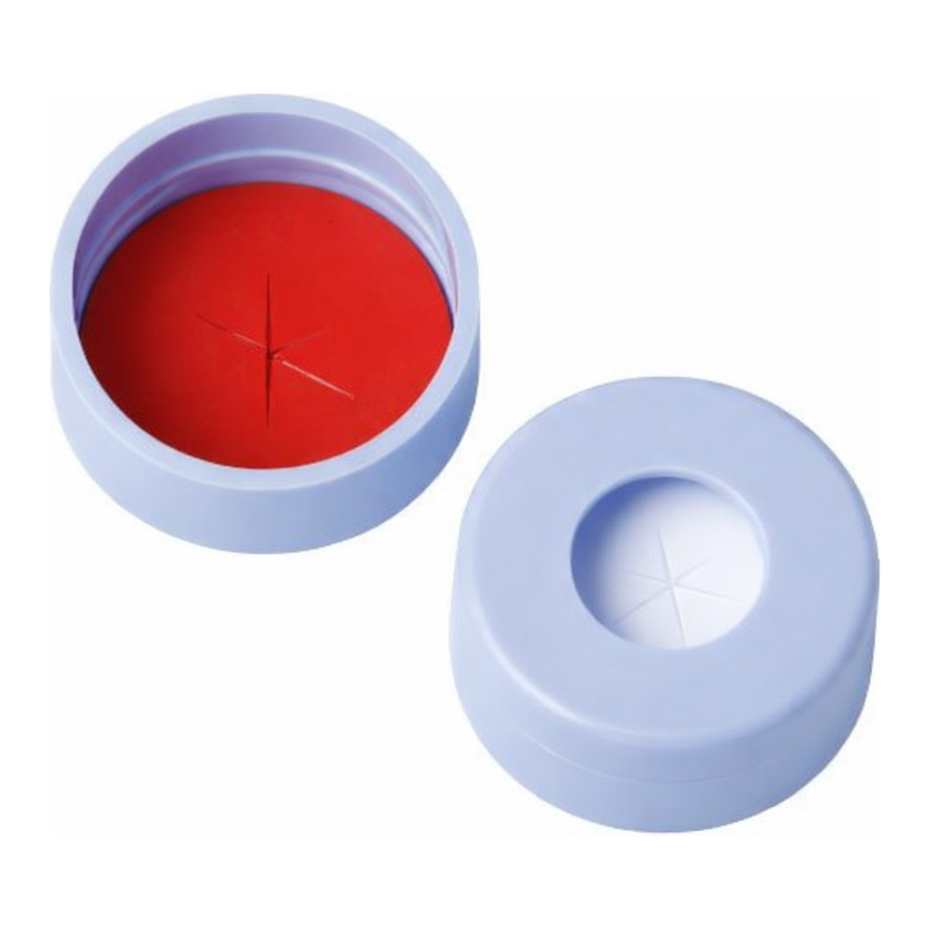 Restek Snap Top Vial Caps, 11mm, Blue, PTFE/Silicone w/Starburst 1000-pk