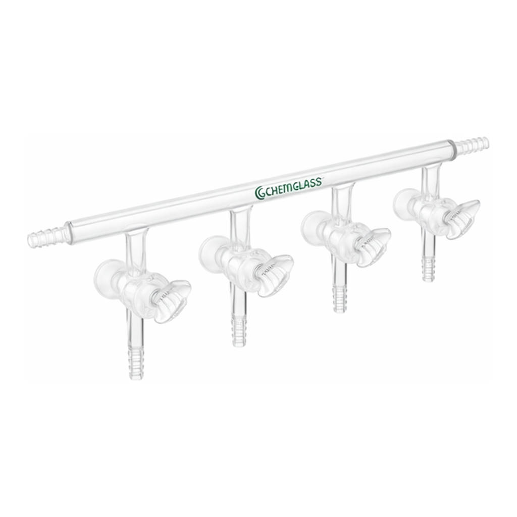 Double Bank Vacuum Manifold with Glass Stopcock 이중 메니폴드, 유리콕크형