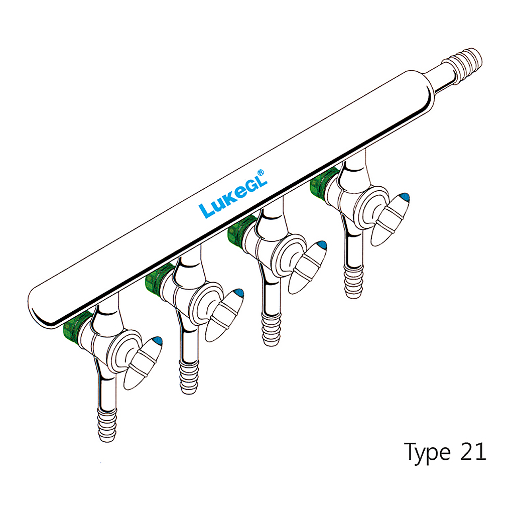 Single Bank Vacuum Manifold, LukeGL 진공 메니폴드, 유리콕크형