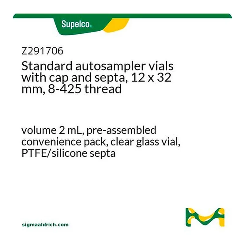 Merck Standard autosampler vials with cap and septa, 12 x 32 mm, 8-425 thread