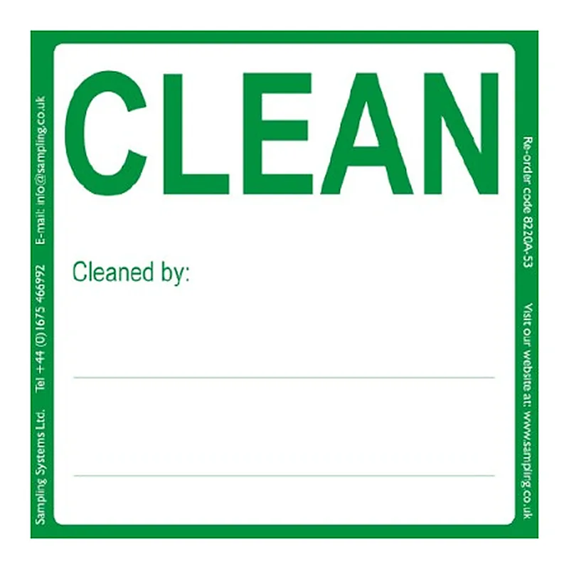 Sampling Systems Clean Quality Control Labels